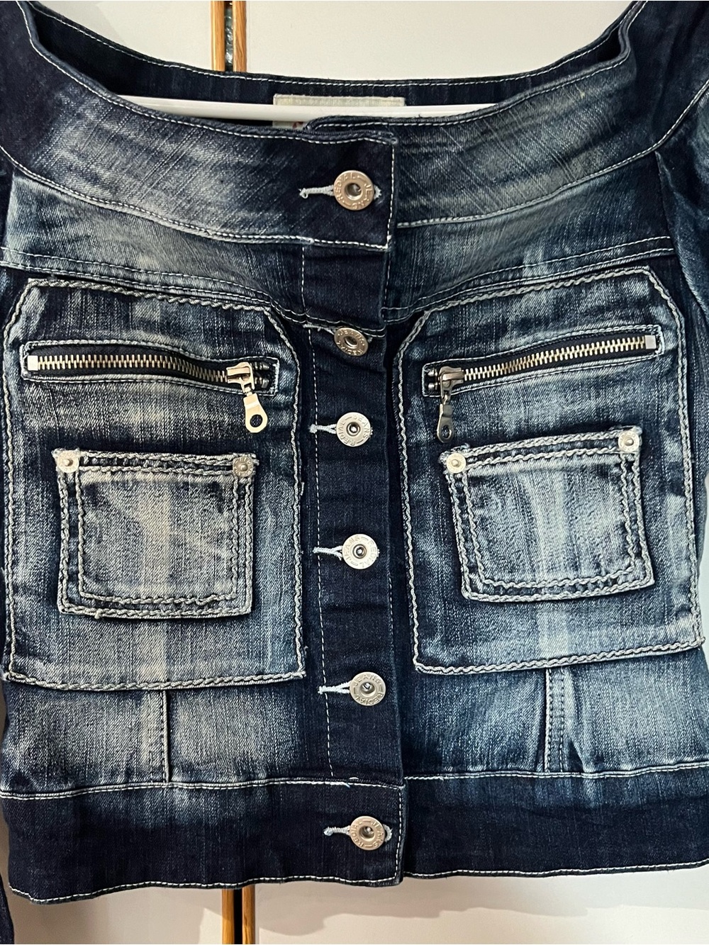 Y2K Off The Shoulder Denim Jacket - Picture 4 of 9